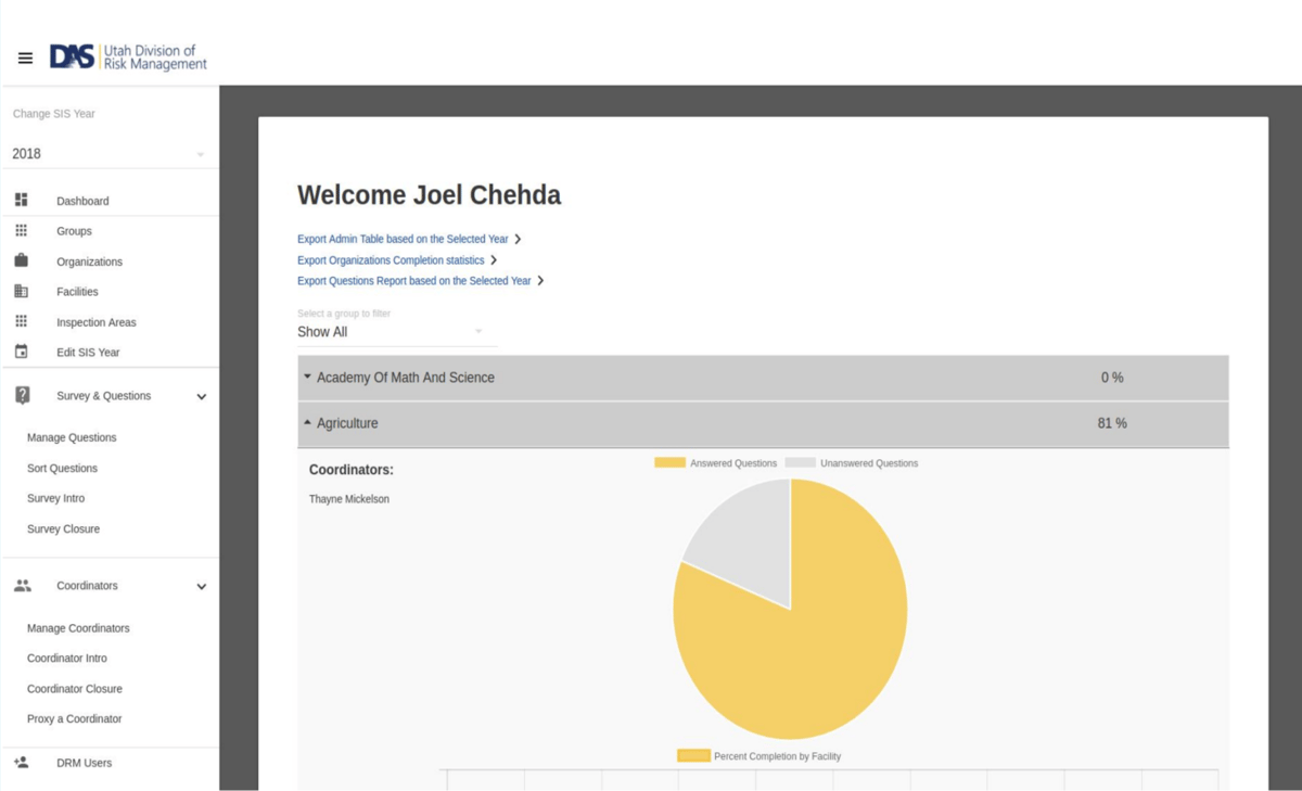 Utah Division of Risk Management Screenshot